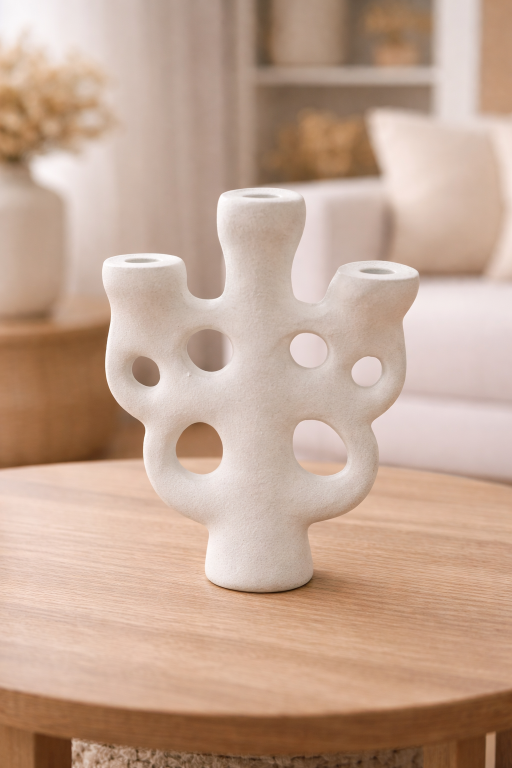 פמוט אלומיניום מעוצב לבן – תמונה 2