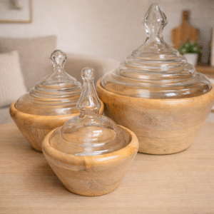 קערה עץ זכוכית