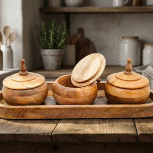 מגש 3 קערות עץ