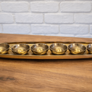 צלחת הגשה + 5 צלוחיות זהב