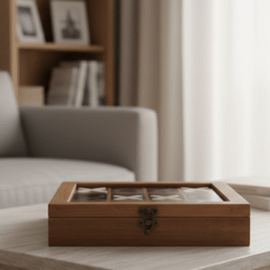 איקס עיגול בקופסת עץ