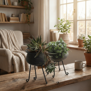 עציץ סוקולנט משתנה בכלי חרס אותנטי